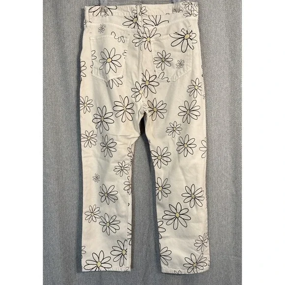 WE THE FREE PEOPLE DAISY Print wren Jeans Women's Size 30 Cream Cropped Denim - Picture 4 of 9